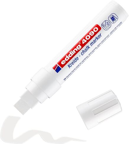 edding 4090 chalk marker - black - 1 chalk pen - chisel nib 4-15 mm - broad-nib wet wipe pen for chalkboards, windows, glass, mirrors - liquid chalk marker pens for opaque coverage in Saudi Arabia