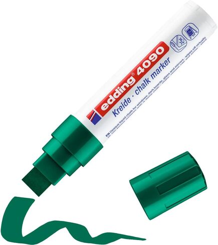 edding 4090 chalk marker - black - 1 chalk pen - chisel nib 4-15 mm - broad-nib wet wipe pen for chalkboards, windows, glass, mirrors - liquid chalk marker pens for opaque coverage in Saudi Arabia