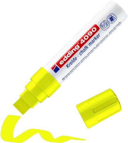 edding 4090 chalk marker - black - 1 chalk pen - chisel nib 4-15 mm - broad-nib wet wipe pen for chalkboards, windows, glass, mirrors - liquid chalk marker pens for opaque coverage in Saudi Arabia
