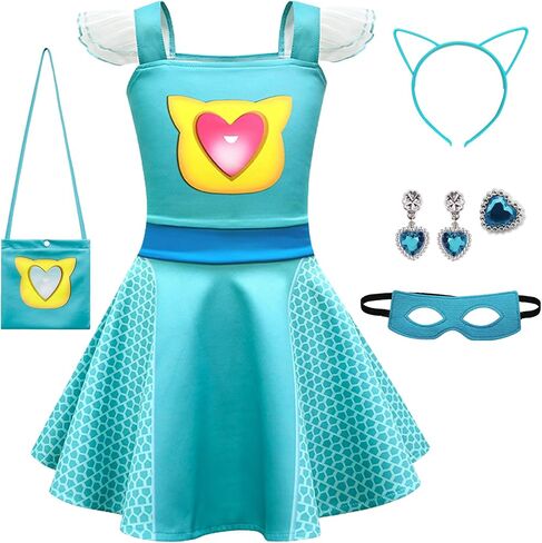Girls Cute Kitties Dress with Mesh Flying Sleeves Movie Character Cat Dress Up Outfits in Kuwait