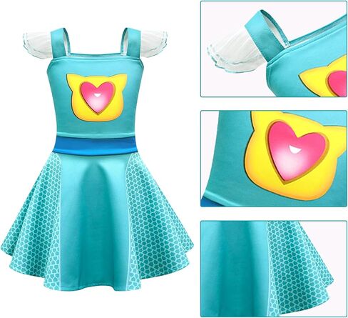 Girls Cute Kitties Dress with Mesh Flying Sleeves Movie Character Cat Dress Up Outfits in Kuwait