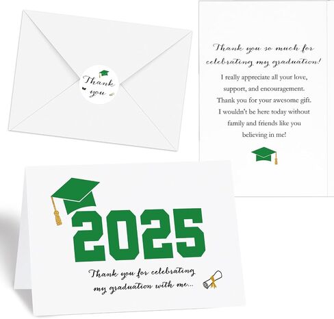 50 Sets 2025 Graduation Thank You Cards with Envelopes and Stickers 2025 Graduation Thank You Notes College Greeting Card for Guest Family Teacher Classmate(Red) in Saudi Arabia