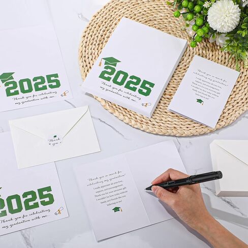 50 Sets 2025 Graduation Thank You Cards with Envelopes and Stickers 2025 Graduation Thank You Notes College Greeting Card for Guest Family Teacher Classmate(Red) in Saudi Arabia