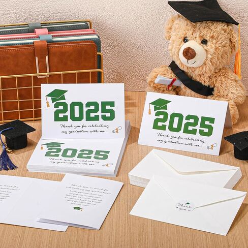50 Sets 2025 Graduation Thank You Cards with Envelopes and Stickers 2025 Graduation Thank You Notes College Greeting Card for Guest Family Teacher Classmate(Red) in Saudi Arabia