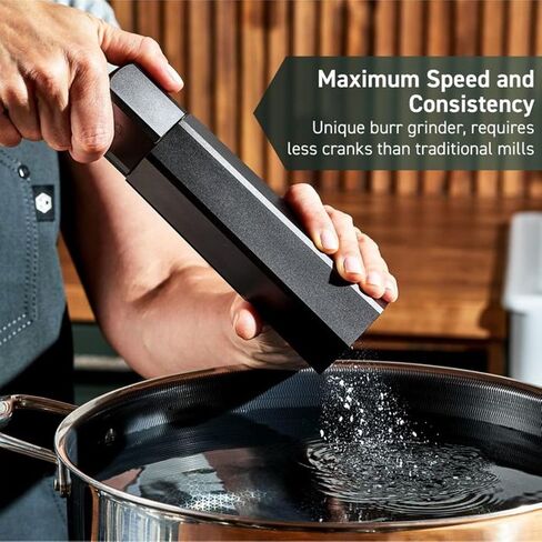 مجموعة مطحنة الملح والفلفل HexClad مع مطاحن احترافية قابلة للتعديل وأغطية لا تسبب الفوضى in Kuwait