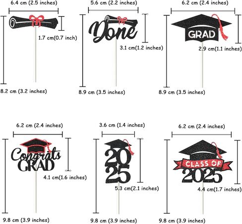 24 Pack 2025 Congrats Grad Cupcake Toppers Set, Glitter Graduation Cupcake Decor, Class of Cupcake Picks for Senior High School College Grad Party Decorations Supplies(Black with Gold) A in Kuwait