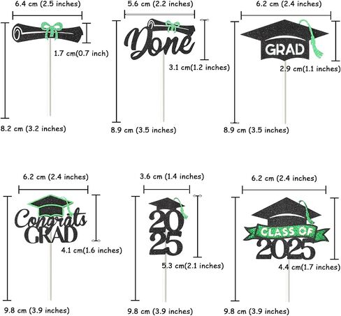 24 Pack 2025 Congrats Grad Cupcake Toppers Set, Glitter Graduation Cupcake Decor, Class of Cupcake Picks for Senior High School College Grad Party Decorations Supplies(Black with Gold) A in Kuwait