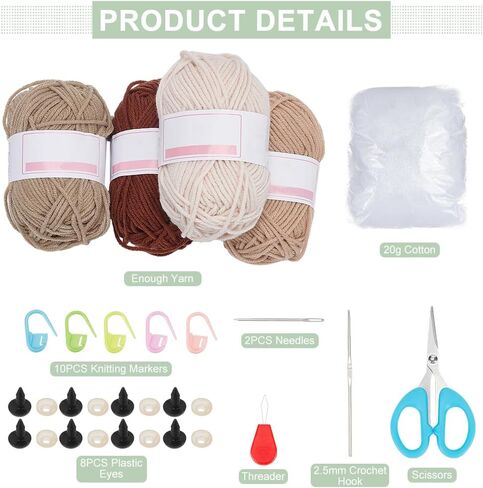 FREEBLOSS 3 Set Beginners Crochet Kit Crochet Octopus Pouch Complete Crochet Animal Kit Crochet Knitting Kits for Starters Crochet Drawstring Bag Crochet Set for Adults Craft Art with Video Tutorials in Kuwait