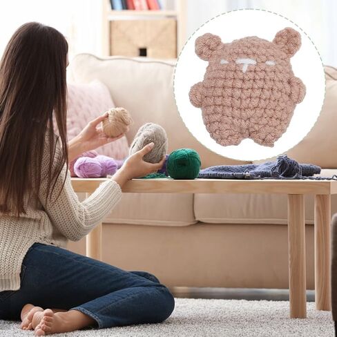 FREEBLOSS 3 Set Beginners Crochet Kit Crochet Octopus Pouch Complete Crochet Animal Kit Crochet Knitting Kits for Starters Crochet Drawstring Bag Crochet Set for Adults Craft Art with Video Tutorials in Kuwait