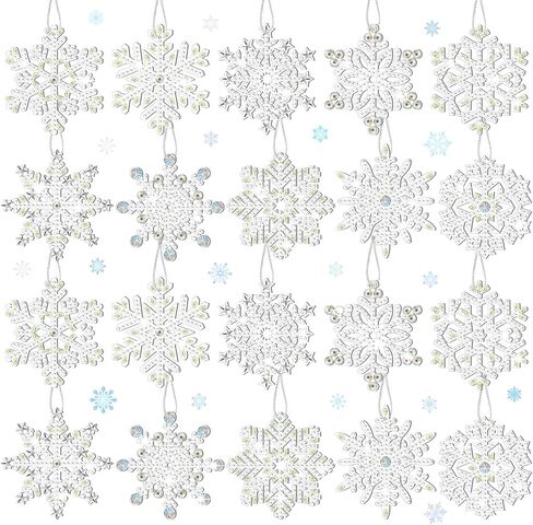 Jetec 20 PCS Winter Christmas Snowflakes Diamond Painting الحلي 5D DIY Diamond Painting Tags Christmas Art Hanging Art Art Winter Snowflake Crystal Olkents for Kids Art Crafts (الأزرق ، الأنيق) in Kuwait