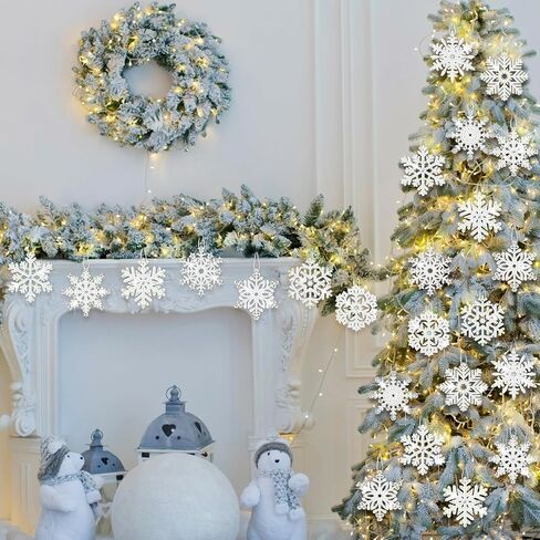 Jetec 20 PCS Winter Christmas Snowflakes Diamond Painting الحلي 5D DIY Diamond Painting Tags Christmas Art Hanging Art Art Winter Snowflake Crystal Olkents for Kids Art Crafts (الأزرق ، الأنيق) in Kuwait