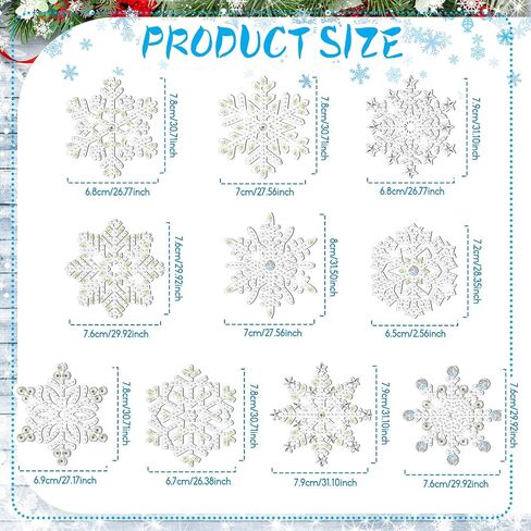 Jetec 20 PCS Winter Christmas Snowflakes Diamond Painting الحلي 5D DIY Diamond Painting Tags Christmas Art Hanging Art Art Winter Snowflake Crystal Olkents for Kids Art Crafts (الأزرق ، الأنيق) in Kuwait