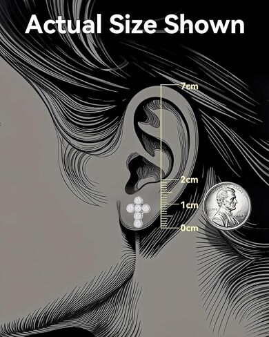 PANSTAR Gold Plated Cross Earrings for Women, 18K Gold Vermeil Hoop Earrings, Dainty Pearl Jewelry Gift Idea, Charm Pendant Earrings for Girl and Ladies in Kuwait