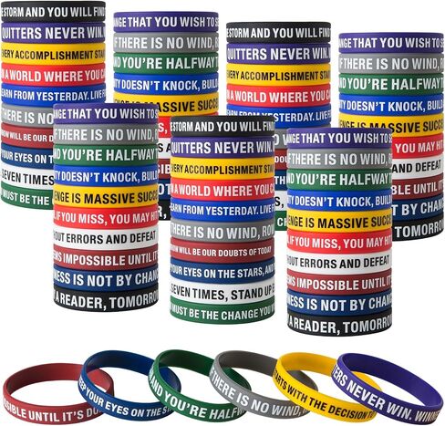 Inspirational Quote Bracelets - 100 Pcs, Motivational Silicone Wristbands for Fitness, Sports, Team Building - 20 Styles - Perfect Inspirational Gifts for Men, Women in Saudi Arabia