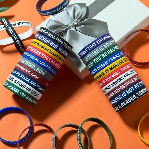 Inspirational Quote Bracelets - 100 Pcs, Motivational Silicone Wristbands for Fitness, Sports, Team Building - 20 Styles - Perfect Inspirational Gifts for Men, Women in Saudi Arabia