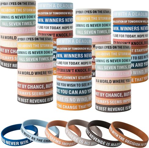 Inspirational Quote Bracelets - 100 Pcs, Motivational Silicone Wristbands for Fitness, Sports, Team Building - 20 Styles - Perfect Inspirational Gifts for Men, Women in Saudi Arabia