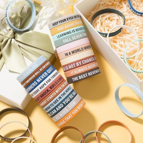 Inspirational Quote Bracelets - 100 Pcs, Motivational Silicone Wristbands for Fitness, Sports, Team Building - 20 Styles - Perfect Inspirational Gifts for Men, Women in Saudi Arabia