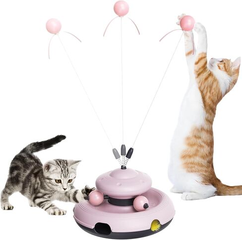 Fistone Cat Toys Interactive Cat Toys for Indoor Cats Kitten Toys - Exciting Teaser Wand, Ball Track, and Whack-a-Mole Game - No Batteries Needed, Sturdy and Safe - Green in Saudi Arabia
