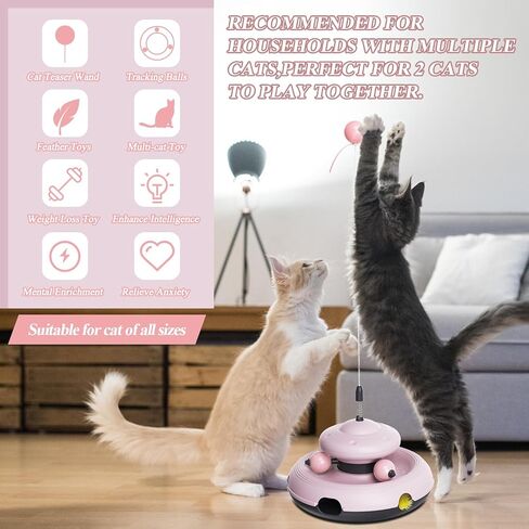 Fistone Cat Toys Interactive Cat Toys for Indoor Cats Kitten Toys - Exciting Teaser Wand, Ball Track, and Whack-a-Mole Game - No Batteries Needed, Sturdy and Safe - Green in Saudi Arabia