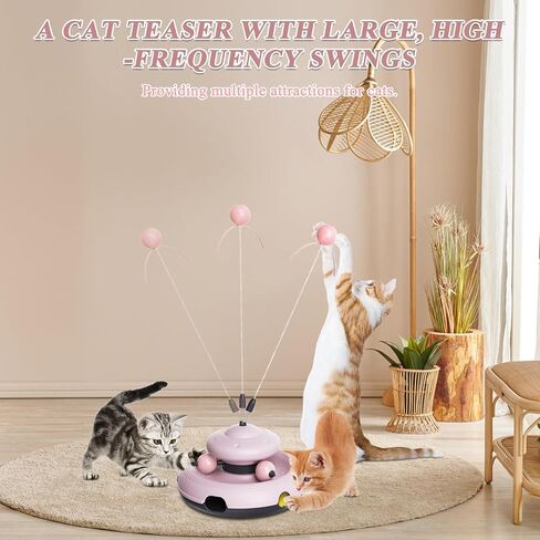 Fistone Cat Toys Interactive Cat Toys for Indoor Cats Kitten Toys - Exciting Teaser Wand, Ball Track, and Whack-a-Mole Game - No Batteries Needed, Sturdy and Safe - Green in Saudi Arabia