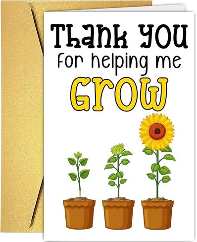 Thank You for Helping Me Grow Card, Great Thank You Card for Teachers Mom Dad, Funny Teacher Appreciation Gifts for Women Men, Nice Thank You Gift Ideas for Him Her, End of Year Card in Saudi Arabia