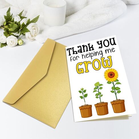 Thank You for Helping Me Grow Card, Great Thank You Card for Teachers Mom Dad, Funny Teacher Appreciation Gifts for Women Men, Nice Thank You Gift Ideas for Him Her, End of Year Card in Saudi Arabia