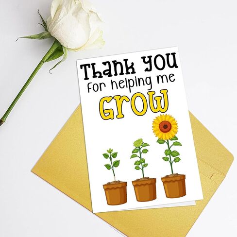 Thank You for Helping Me Grow Card, Great Thank You Card for Teachers Mom Dad, Funny Teacher Appreciation Gifts for Women Men, Nice Thank You Gift Ideas for Him Her, End of Year Card in Saudi Arabia