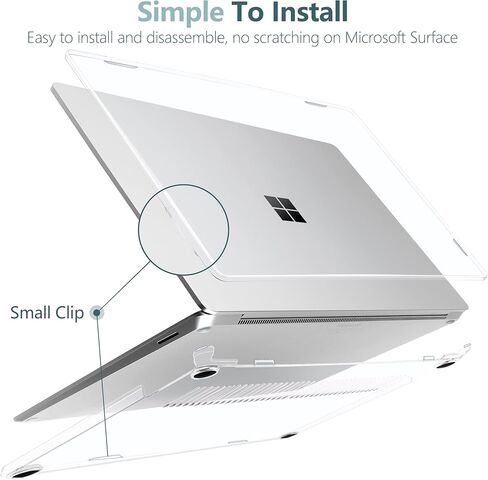 Batianda Premium Protective Case for 13.5 inch Microsoft Surface Laptop 5 4 3 with Alcantara Palm Rest - Slim Design with Superior Impact Resistance & Keyboard Cover & Screen Protector, Crystal Clear in Saudi Arabia