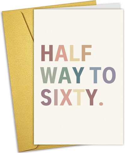 Nchigedy Funny 30th Birthday Card for Him Her, Happy 30th Birthday Card for Men Women, Humor 30 Years Old Birthday Card for Wife Husband, Half Way to Sixty in Saudi Arabia