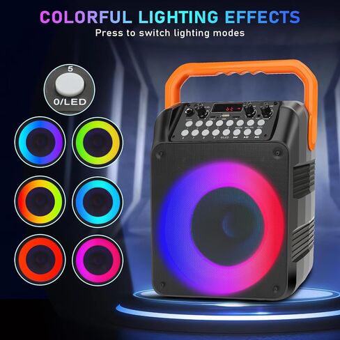 Karaoke Machine with 2 Wireless Microphones, Portable Bluetooth Karaoke Speaker for Adults & Kids with Strobe Lights, Karaoke Microphone with PA System Supports TWS/USB/TF/REC/FM/AUX for Home Party in Saudi Arabia