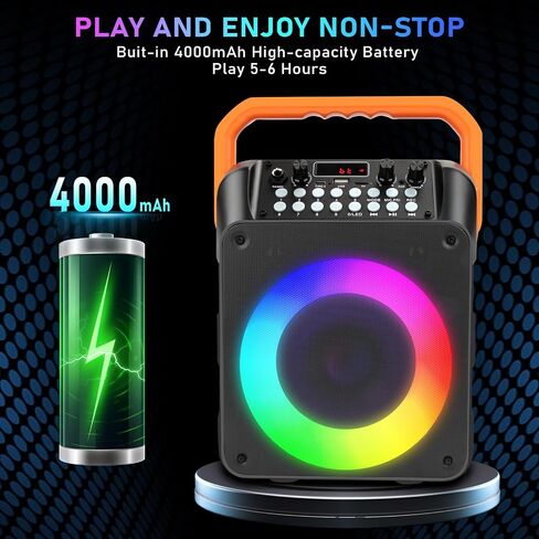 Karaoke Machine with 2 Wireless Microphones, Portable Bluetooth Karaoke Speaker for Adults & Kids with Strobe Lights, Karaoke Microphone with PA System Supports TWS/USB/TF/REC/FM/AUX for Home Party in Saudi Arabia