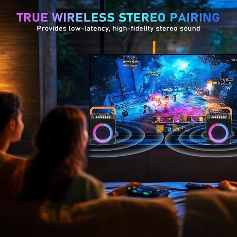 Karaoke Machine with 2 Wireless Microphones, Portable Bluetooth Karaoke Speaker for Adults & Kids with Strobe Lights, Karaoke Microphone with PA System Supports TWS/USB/TF/REC/FM/AUX for Home Party in Saudi Arabia