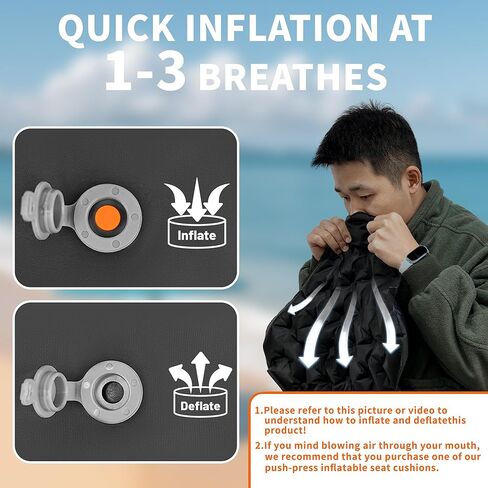 ONTYZZ Blue Inflatable Air Seat Cushion Lightweight Inflatable Seat Stadium Seat Travel Cushion for Stadium Hiking Office Airplane in Kuwait