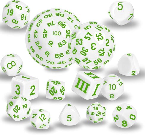 6 Sets Complete Polyhedral Dice Set D3-D100 (15 pcs) for TRPG Tabletop Games (Multi-Color) in Saudi Arabia