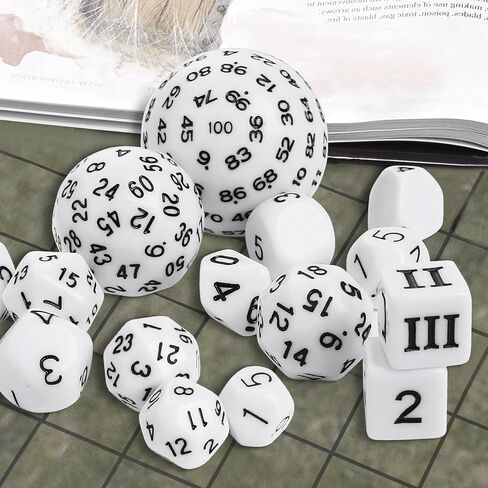 6 Sets Complete Polyhedral Dice Set D3-D100 (15 pcs) for TRPG Tabletop Games (Multi-Color) in Saudi Arabia