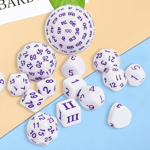 6 Sets Complete Polyhedral Dice Set D3-D100 (15 pcs) for TRPG Tabletop Games (Multi-Color) in Saudi Arabia