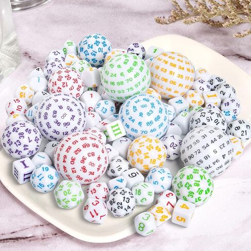6 Sets Complete Polyhedral Dice Set D3-D100 (15 pcs) for TRPG Tabletop Games (Multi-Color) in Saudi Arabia