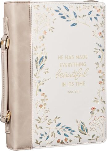 Christian Art Gifts Fashion Vegan Leather Bible Cover for Women: Everything Beautiful, Beige, Large in Kuwait