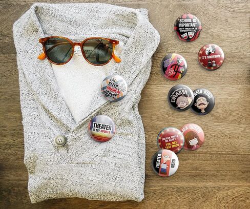Creanoso Fun Theater Button Pinback Buttons (1-Set X 10 Buttons) - Classroom Reward Incentives for Men Women - Stocking Stuffers Party Favors - Accessory Pin for Adults in Saudi Arabia