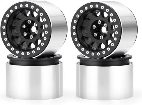 MOHERO 4Pcs 2.2" Beadlock Wheels - 45mm CNC Wider Wheel Rims for 1/10 RC Crawlers Axial Wraith RR10 SCX10 Capra 90046 90048 D90 CC01 TRX4 TRX6 Redcat Gen8,Blue in Kuwait