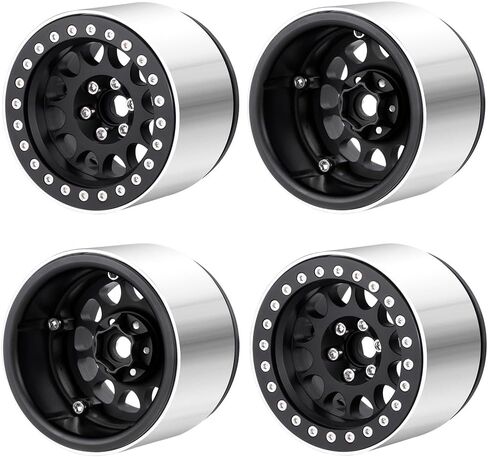 MOHERO 4Pcs 2.2" Beadlock Wheels - 45mm CNC Wider Wheel Rims for 1/10 RC Crawlers Axial Wraith RR10 SCX10 Capra 90046 90048 D90 CC01 TRX4 TRX6 Redcat Gen8,Blue in Kuwait