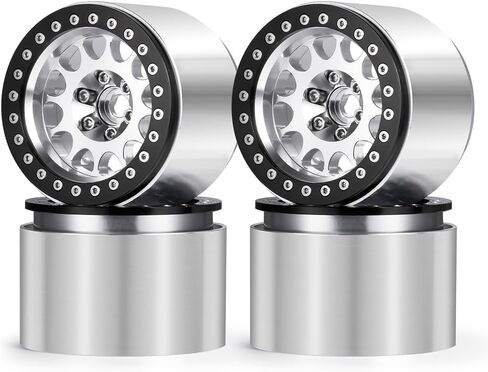 MOHERO 4Pcs 2.2" Beadlock Wheels - 45mm CNC Wider Wheel Rims for 1/10 RC Crawlers Axial Wraith RR10 SCX10 Capra 90046 90048 D90 CC01 TRX4 TRX6 Redcat Gen8,Blue in Kuwait