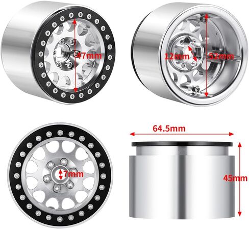 MOHERO 4Pcs 2.2" Beadlock Wheels - 45mm CNC Wider Wheel Rims for 1/10 RC Crawlers Axial Wraith RR10 SCX10 Capra 90046 90048 D90 CC01 TRX4 TRX6 Redcat Gen8,Blue in Kuwait