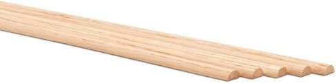 Split Oak Dowel Rods 1/2-inch x 36-inch, Pack of 25 Unfinished Fluted Molding Trim for DIY & Dowel Feature Wall, by Woodpeckers in Saudi Arabia