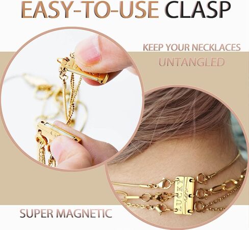 Dailyacc Lucky Necklace Layering Clasp 18K Gold and Silver Strong Multiple Necklace Clasps For Layered Look Separator in Kuwait