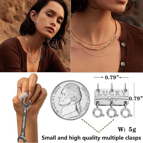 Dailyacc Lucky Necklace Layering Clasp 18K Gold and Silver Strong Multiple Necklace Clasps For Layered Look Separator in Kuwait