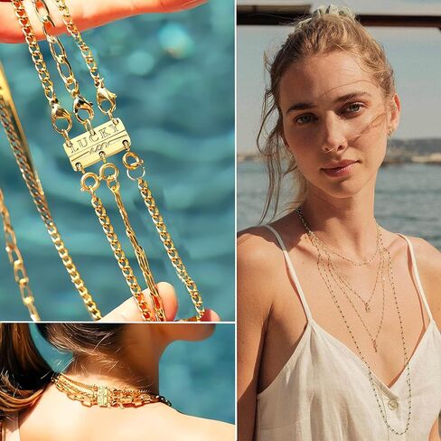 Dailyacc Lucky Necklace Layering Clasp 18K Gold and Silver Strong Multiple Necklace Clasps For Layered Look Separator in Kuwait
