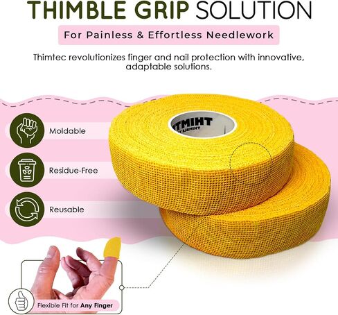 Thimble Tape for Hand Sewing - Fully Adjustable Nail & Finger Protector - A Smarter Alternative to Classic Knitting Thimbles - White Cloud, 2-Pack in Saudi Arabia