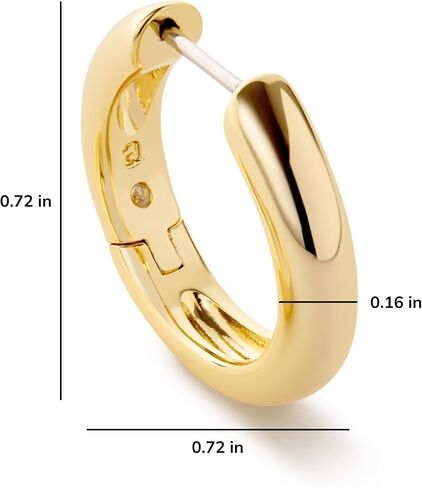 Ana Luisa Giulia Chunky Huggie Hoops - Gold and Silver Bold Huggie Hoops- 14K Gold Plated and Silver Rhodium Plated Hoops, Hypoallergenic, Water-Resistant & Tarnish-Free - Perfect Everyday Hoops in Kuwait