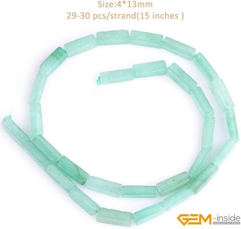 GEM-Inside 4x13mm Natural Green Aventurine Jade Rectangular Square Tube Cube Cuboid Column Semi Precious Chakras Stone Beads Gree for Jewelry Making DIY Handmade Craft Supplies 15" in Kuwait